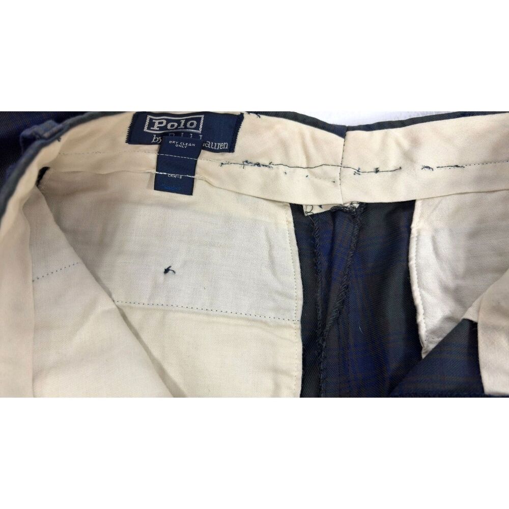 VTG Polo Ralph Lauren Blackwatch Plaid Cinch Waist Pleated Pants Men's 30x30 - Picture 11 of 14